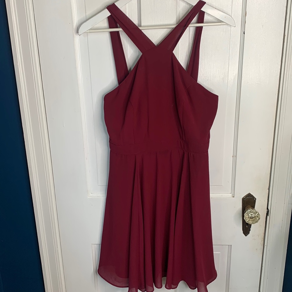 Lulu’s Forevermore Burgundy Holiday Skater Dress W-730 Size Large - Picture 6 of 12